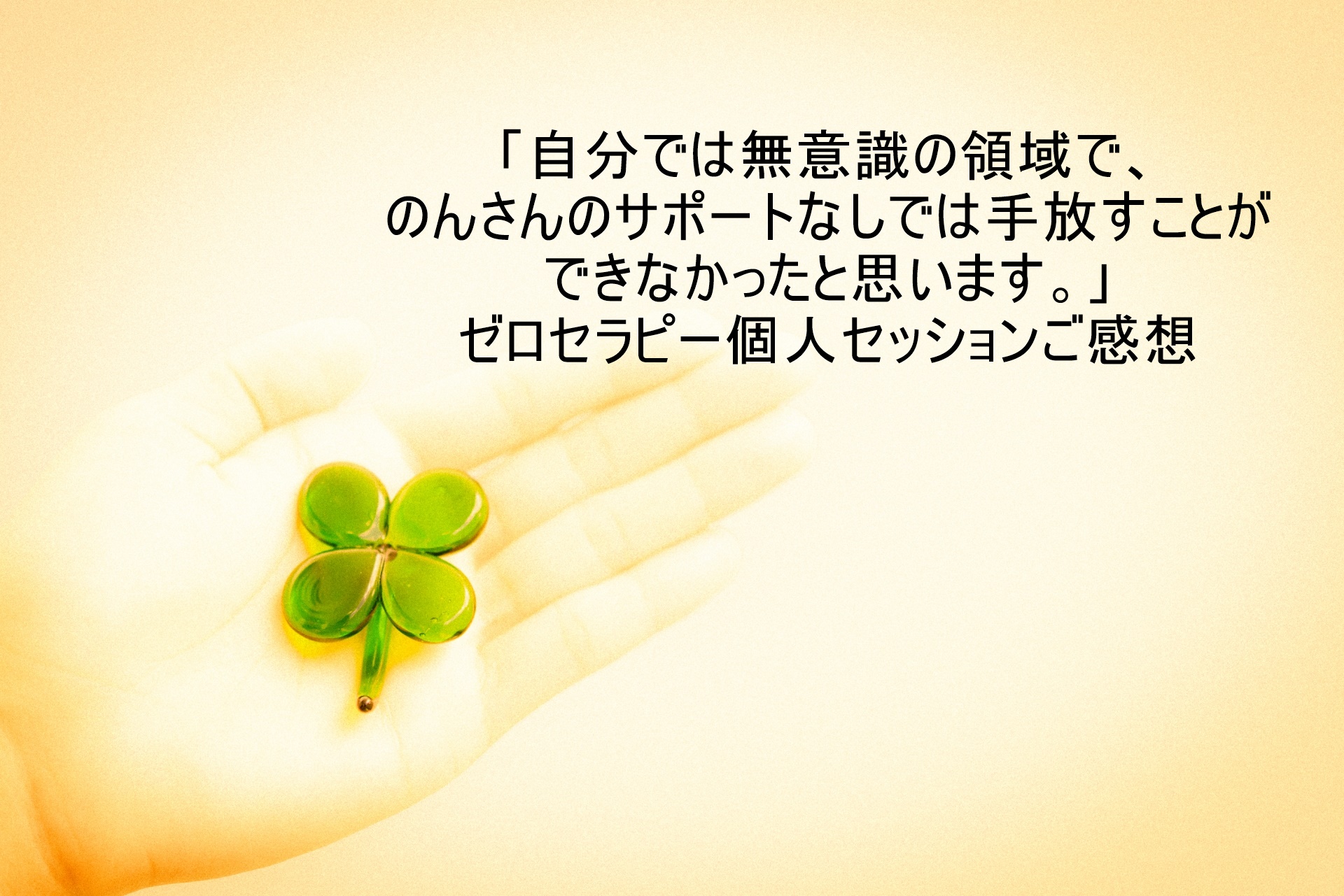 自分では無意識の領域で、のんさんのサポートなしでは手放すことができなかったと思います。|ゼロセラピー個人セッションご感想 自分では無意識の領域で、のんさんのサポートなしでは手放すことができなかったと思います。|ゼロセラピー個人セッションご感想